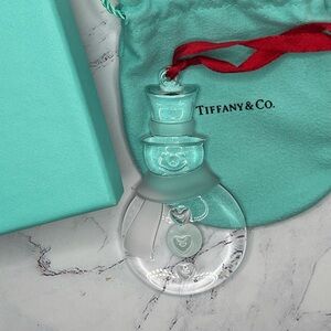 Tiffany & Co Snowman with Scarf Glass Crystal Christmas Ornament